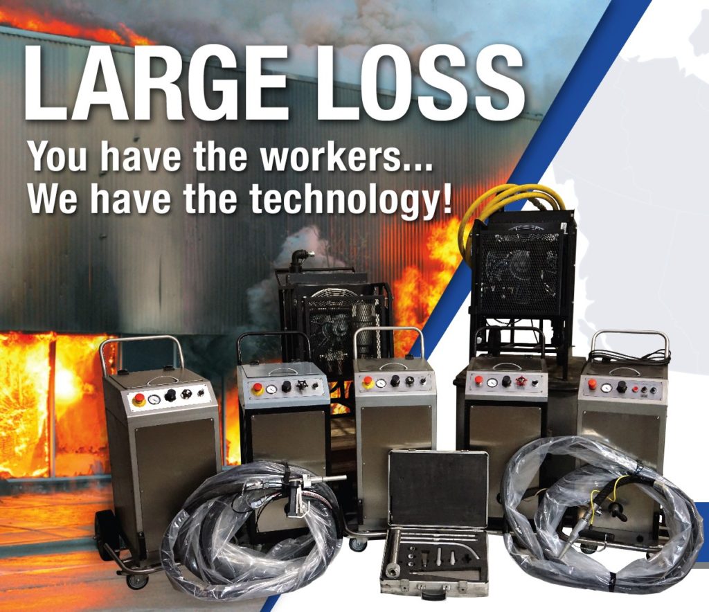 Dry ice blasting equipment package for large losses.