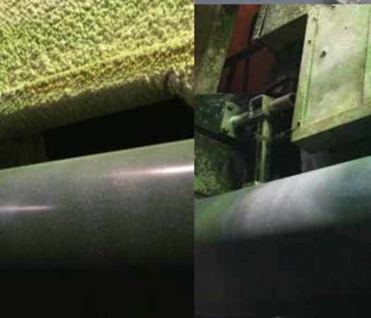  Mechanics and casing in a pulp and paper plant cleaned with dry ice blasting. 